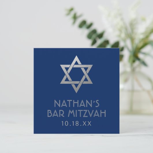 Bar Mitzvah Blue Silver Star van David Mini Sign (Staand voorkant)