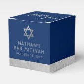 Bar Mitzvah Blue & Silver Stripe Modern Favor Box Bedankdoosjes (Voorkant Zijde)