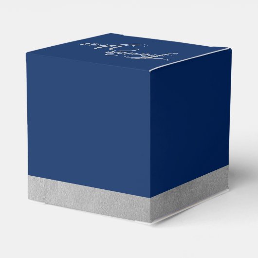 Bar Mitzvah Blue & Silver Stripe Modern Favor Box Bedankdoosjes (Achterkant)