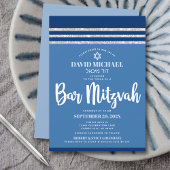 Bar Mitzvah Blue Silver Tallit Modern Bold Script Kaart