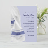 Bar Mitzvah Blue White Star van David Tallit Kaart (Staand voorkant)