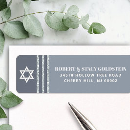 Bar Mitzvah Bold Gray Silver Tallit Return-adres Etiket