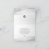 Bar Mitzvah Bold Modern Charcoal Gray Silver Foil Bedankkaart (Binnen)