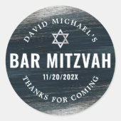 Bar Mitzvah Bold Modern Charcoal Gray Silver Foil Ronde Sticker (Voorkant)