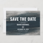 Bar Mitzvah Bold Modern Charcoal Gray Silver Foil Save The Date (Voorkant)