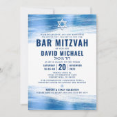 Bar Mitzvah Bold Modern Navy Typografie Blue Folie Kaart (Voorkant)
