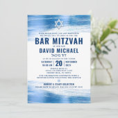 Bar Mitzvah Bold Modern Navy Typografie Blue Folie Kaart (Staand voorkant)