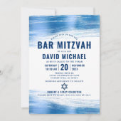Bar Mitzvah Bold Modern Navy Typografie Blue Folie Kaart (Voorkant)