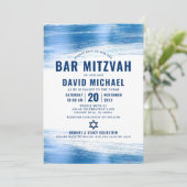 Bar Mitzvah Bold Modern Navy Typografie Blue Folie Kaart (Staand voorkant)