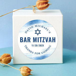 Bar Mitzvah Bold Modern Navy Typografie Blue Folie Ronde Sticker
