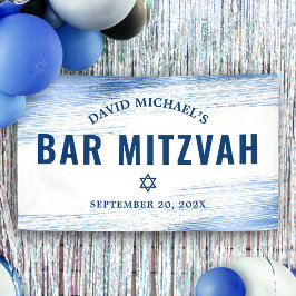 Bar Mitzvah Bold Modern Navy Typografie Blue Folie Spandoek