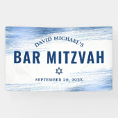 Bar Mitzvah Bold Modern Navy Typografie Blue Folie Spandoek (Horizontaal)