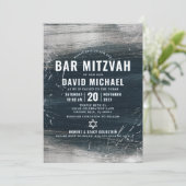 Bar Mitzvah Bold Modern Silver Foil Charcoal Gray Kaart (Staand voorkant)