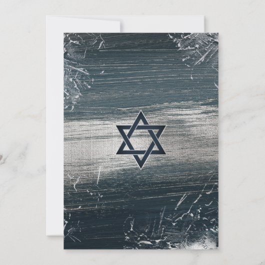 Bar Mitzvah Bold Modern Silver Foil Charcoal Gray Kaart (Achterkant)