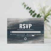 Bar Mitzvah Bold Modern Silver Foil Charcoal Gray RSVP Kaartje (Staand voorkant)