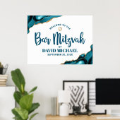 Bar Mitzvah Bold Typografie Turquoise Gold Welkom Poster (Thuiskantoor)