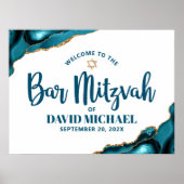 Bar Mitzvah Bold Typografie Turquoise Gold Welkom Poster (Voorkant)