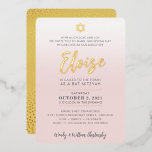 BAR MITZVAH  bord roze ombre gouden ster Folie Uitnodiging<br><div class="desc">door kat massard >> WWW.SIMPLYSWEETPAPERIE.COM<< kenmerkt echte glanzende goudfolie voor de namen en andere details. Ik hou van het ontwerp, maar ik zou graag een aantal veranderingen zien - een ander kleurenschema, product, een foto toevoegen of aangepast voor een andere gelegenheid - geen zorgen nemen contact met me op, kat@simplysweetPAPERIE.com...</div>