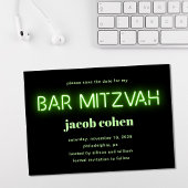 Bar Mitzvah Bright Green Neon licht sparen de datu Kaart