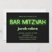 Bar Mitzvah Bright Green Neon licht sparen de datu Kaart (Voorkant)