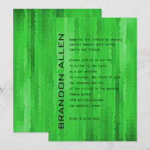 Bar Mitzvah Bright Green Techno Streaks Kaart