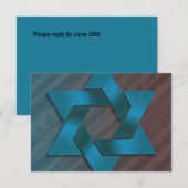 Bar Mitzvah Brown en Blauwgroen ster van David RSV RSVP Kaartje (Voorkant / Achterkant)