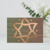 Bar Mitzvah Brown en Green Copper Star RSVP (Staand voorkant)