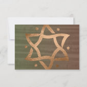 Bar Mitzvah Brown en Green Copper Star RSVP Kaartje (Voorkant)