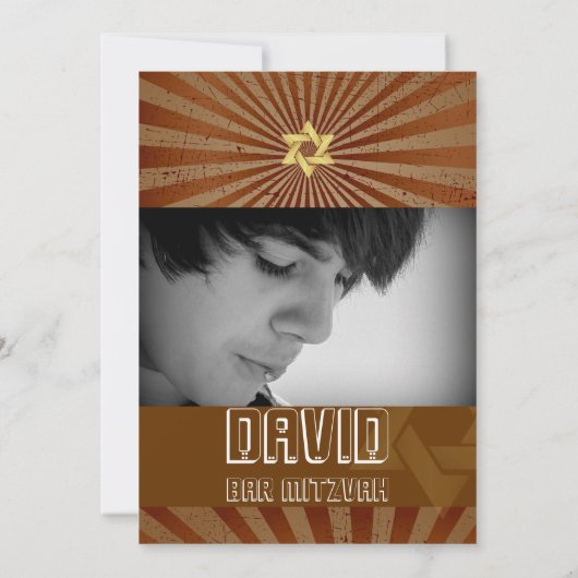 Bar Mitzvah/brown/goud Kaart (Achterkant)