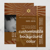 Bar Mitzvah/brown/goud Kaart (Voorkant / Achterkant)