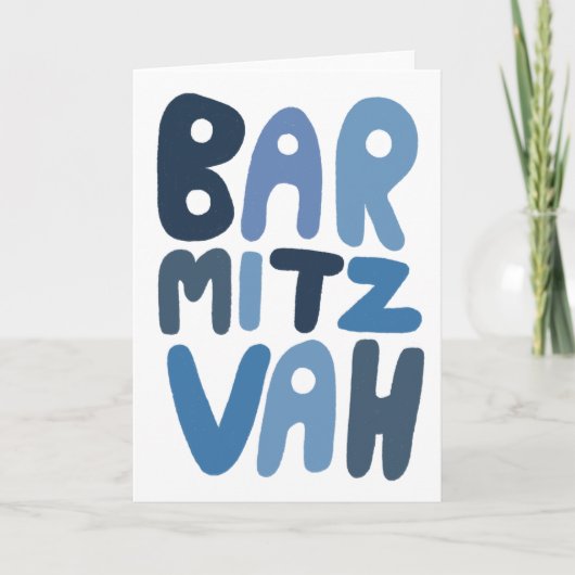 BAR MITZVAH  Bubble Letters Kaart (Voorkant)