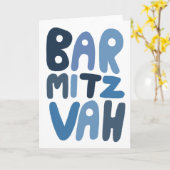 BAR MITZVAH  Bubble Letters Kaart (Gele Bloem)