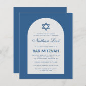 Bar Mitzvah Budget Classic Blue Arch Uitnodiging (Voorkant / Achterkant)