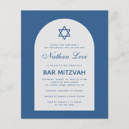 Bar Mitzvah Budget Classic Blue Arch Uitnodiging