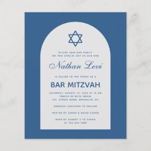 Bar Mitzvah Budget Classic Blue Arch Uitnodiging