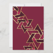 Bar Mitzvah Burgundy Red Gold Star van David Kaart (Achterkant)