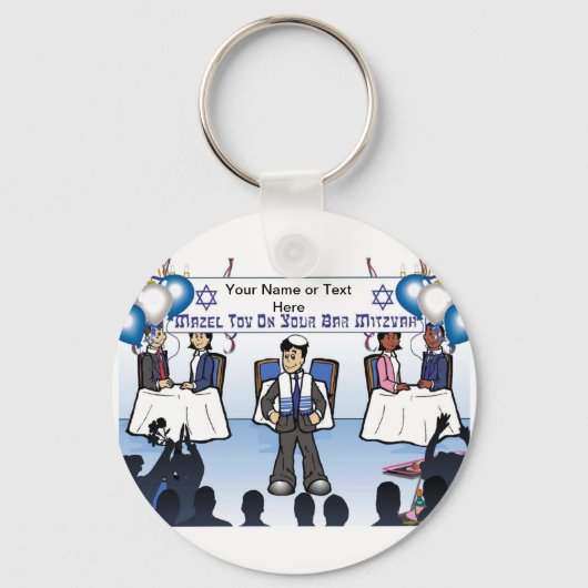 Bar Mitzvah Cartoon door PrintedPerfection.com Sleutelhanger (Voorkant)