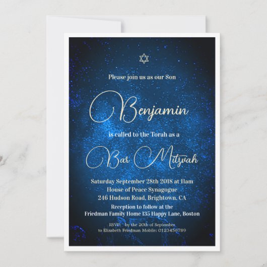 Bar Mitzvah Celestial Astral Moon Star David Kaart (Voorkant)