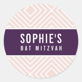 BAR MITZVAH chique moderne geometrische aubergine Ronde Sticker