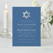Bar Mitzvah Classic Blue Faux Silver Star of David Kaart