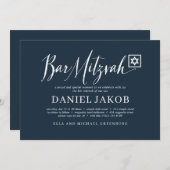 Bar Mitzvah Classic Script Modern Typografie Kaart (Voorkant / Achterkant)