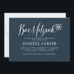 Bar Mitzvah Classic Script Modern Typografie Kaart<br><div class="desc">Bestaat uit afspeelbaar script en serif typografie; Allemaal tegen een achtergrond van witte achtergrond. 

Dit wordt ontworpen door de Uitgezochte Leveringen van de Partij,  exclusief voor Zazzle.

Hier beschikbaar:
http://www.zazzle.com/store/selectpartysupplies</div>