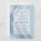 Bar Mitzvah Classic Shades of Blue Geometric Lines Kaart (Voorkant)