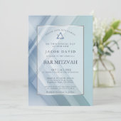 Bar Mitzvah Classic Shades of Blue Geometric Lines Kaart (Staand voorkant)