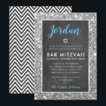 BAR MITZVAH cool krijtbord zilver glitter uitnodig Kaart<br><div class="desc">door kat massard >> kat@simplysweetPAPERIE.com << - - - - - - - - - - - - - - - - - - - - - - - - - - - - - - - - - - - - - - Contacteer ME voor aangepaste bewoordingen of om...</div>