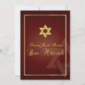 Bar Mitzvah/crimson red/gold Kaart (Achterkant)