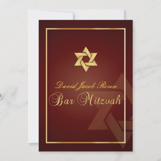 Bar Mitzvah/crimson red/gold Kaart (Achterkant)