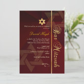 Bar Mitzvah/crimson red/gold Kaart (Staand voorkant)