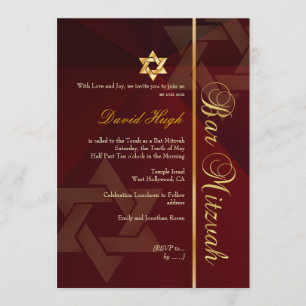 Bar Mitzvah/crimson red/gold Kaart