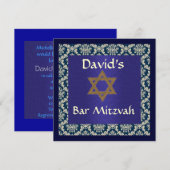 BAR MITZVAH DAMASKINVITATIES KAART (Voorkant / Achterkant)